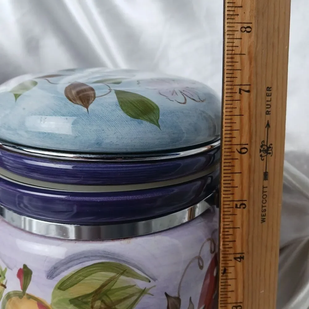 GIBSON ELITE TUSCANY FRUIT THEME CANISTER JAR LATCHING TOP W/SEAL Lot of 2